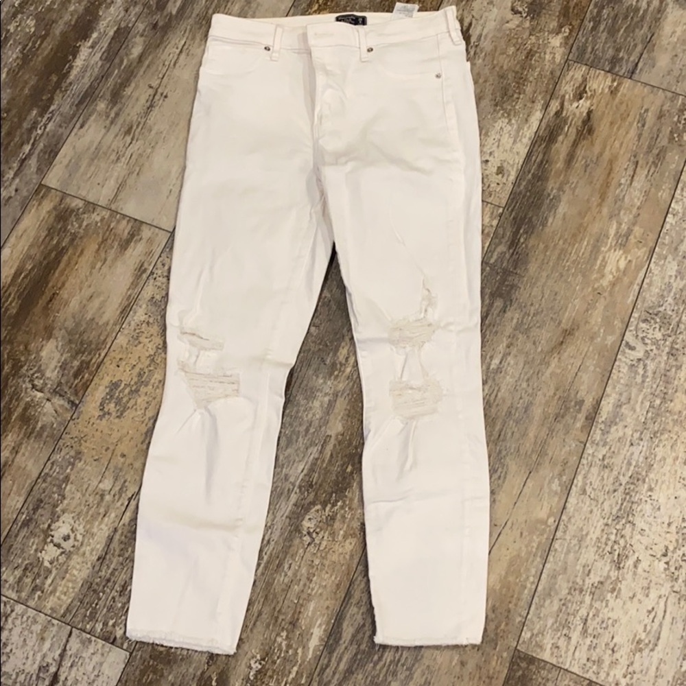 Abercrombie white distressed jeans